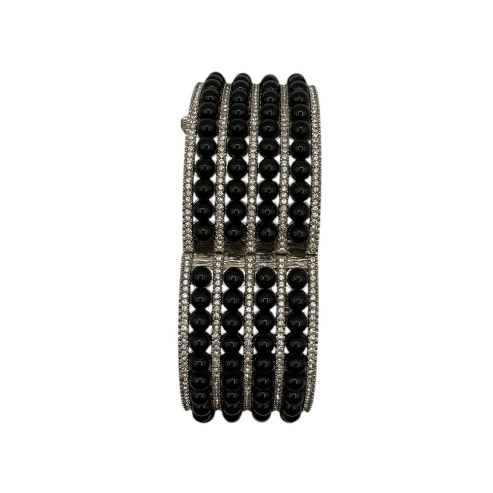 Chanel Multi Strand Bead and Crystal Silver Cuff - Picture 9 of 12